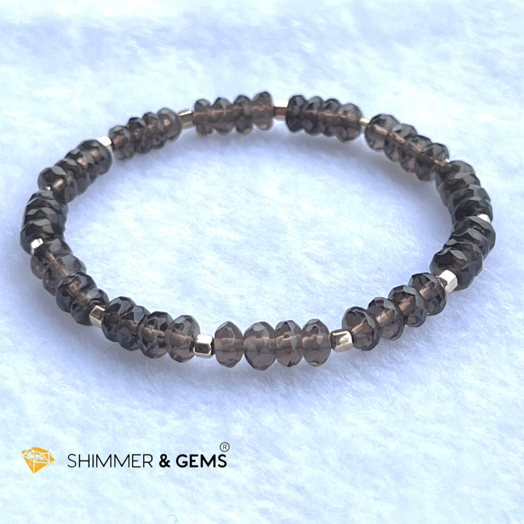 Smoky Quartz Rondelle Healing Bracelet With 14K Faceted Gold Filled Beads
