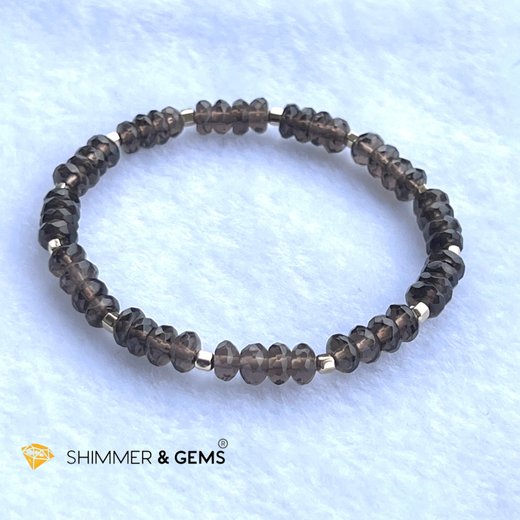 Smoky Quartz Rondelle Healing Bracelet With 14K Faceted Gold Filled Beads