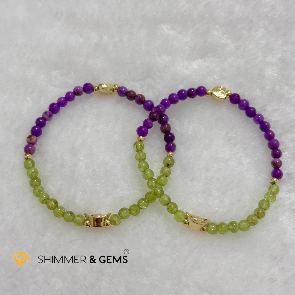 Snake Animal Zodiac 2024 Goodluck Bracelet (Purple Mica & Peridot) Feng Shui