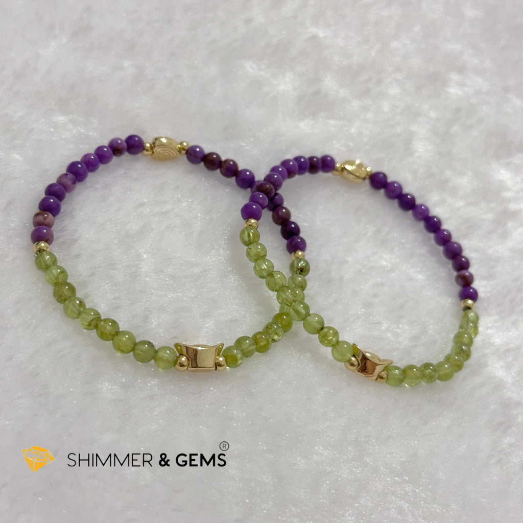 Snake Animal Zodiac 2024 Goodluck Bracelet (Purple Mica & Peridot) Feng Shui