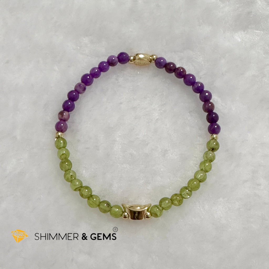 Snake Animal Zodiac 2024 Goodluck Bracelet (Purple Mica & Peridot) Feng Shui