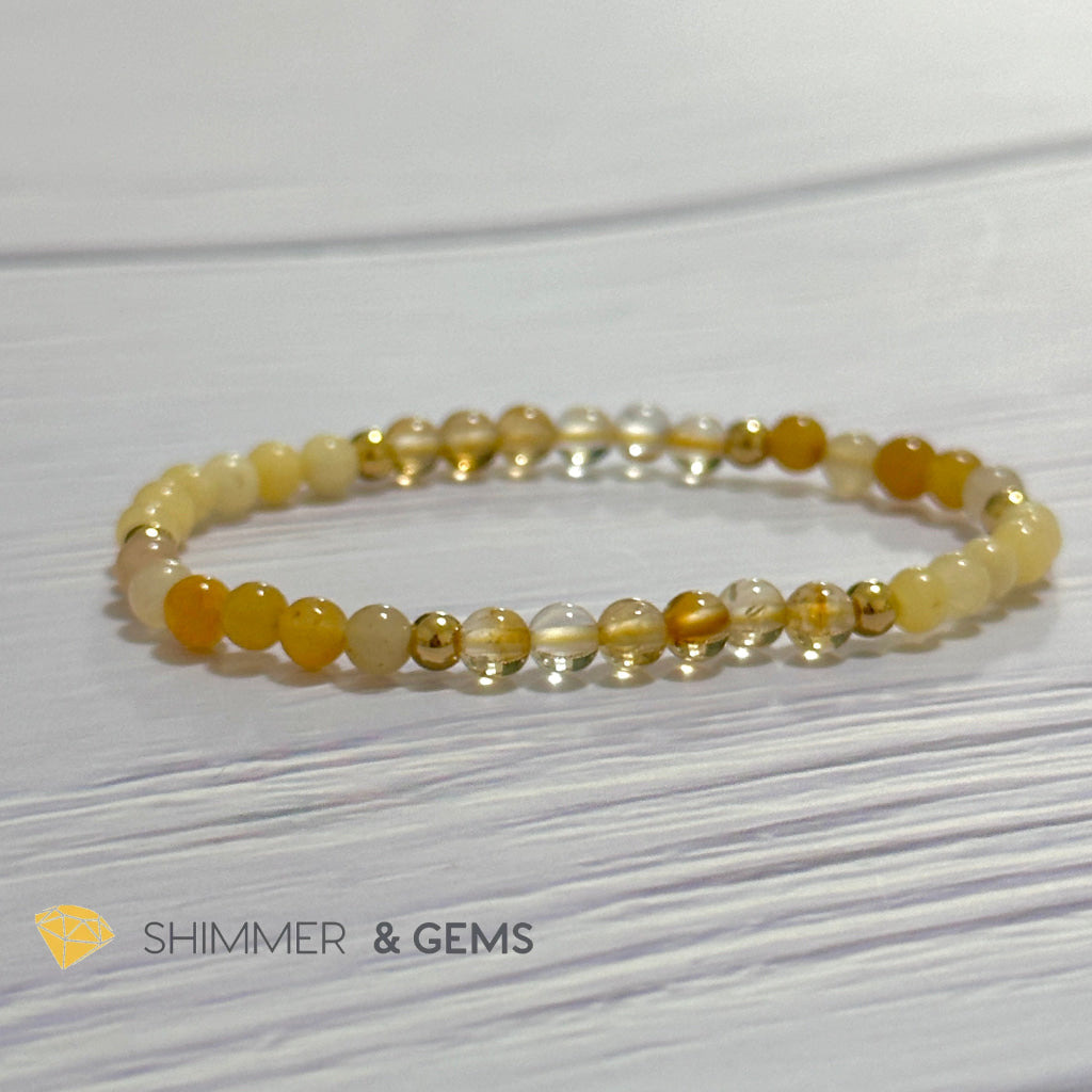 Solar Plexus Chakra Confidence Remedy Bracelet with stainless steel beads (Citrine, Yellow Jade & Calcite)