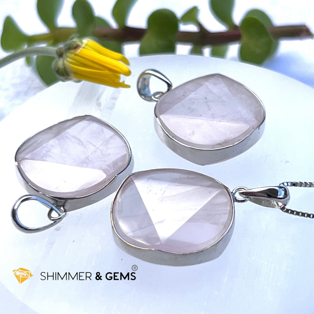 Star Of David Rose Quartz Pendants 925 Silver 20Mm Pendant Only (A Grade) Charms &