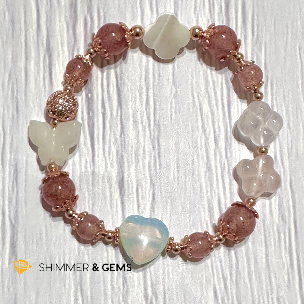 Strawberry Quartz Crystal Fairy Bracelet (Make A Wish!)