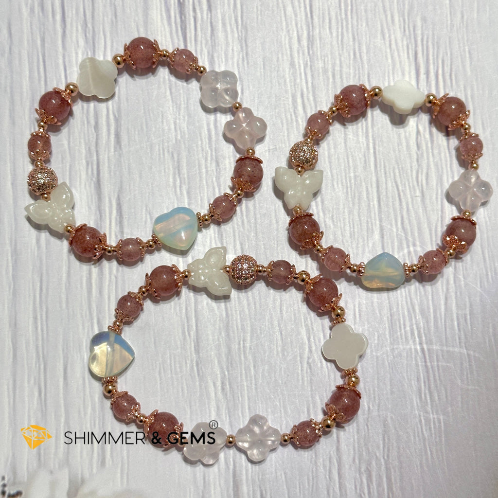 Strawberry Quartz Crystal Fairy Bracelet (Make A Wish!)