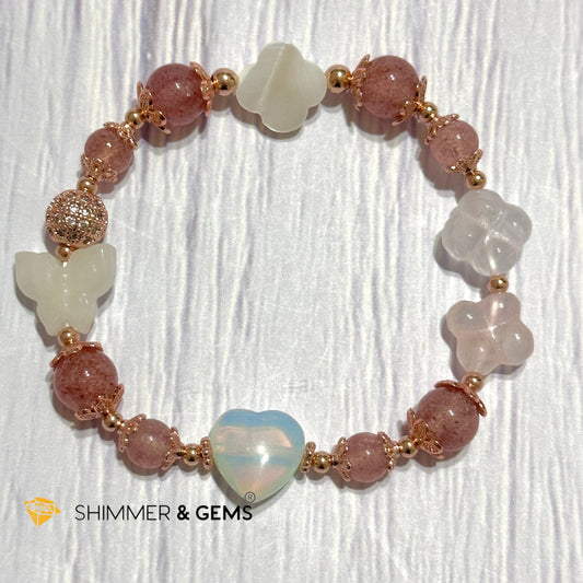 Strawberry Quartz Crystal Fairy Bracelet (Make A Wish!)