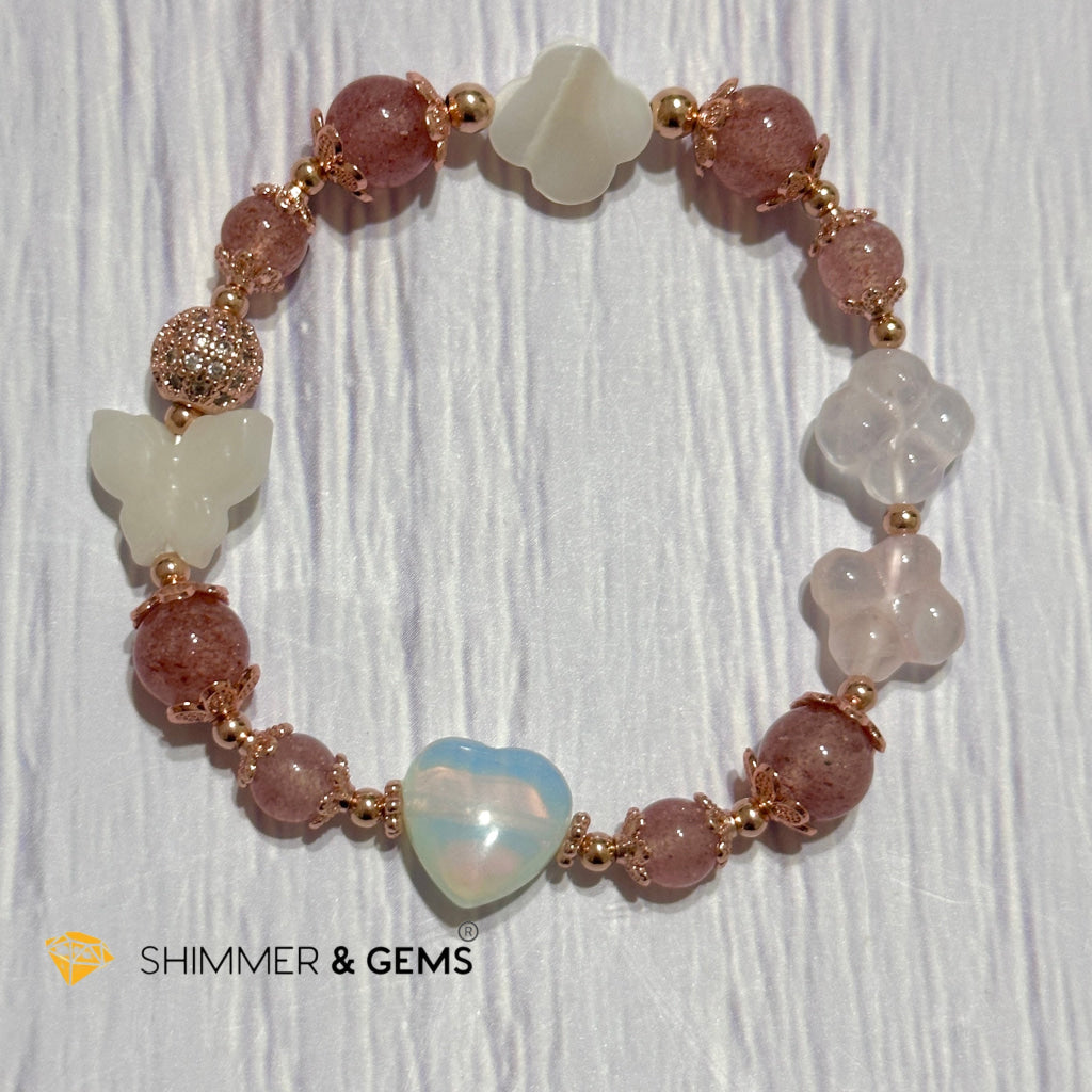 Strawberry Quartz Crystal Fairy Bracelet (Make A Wish!)