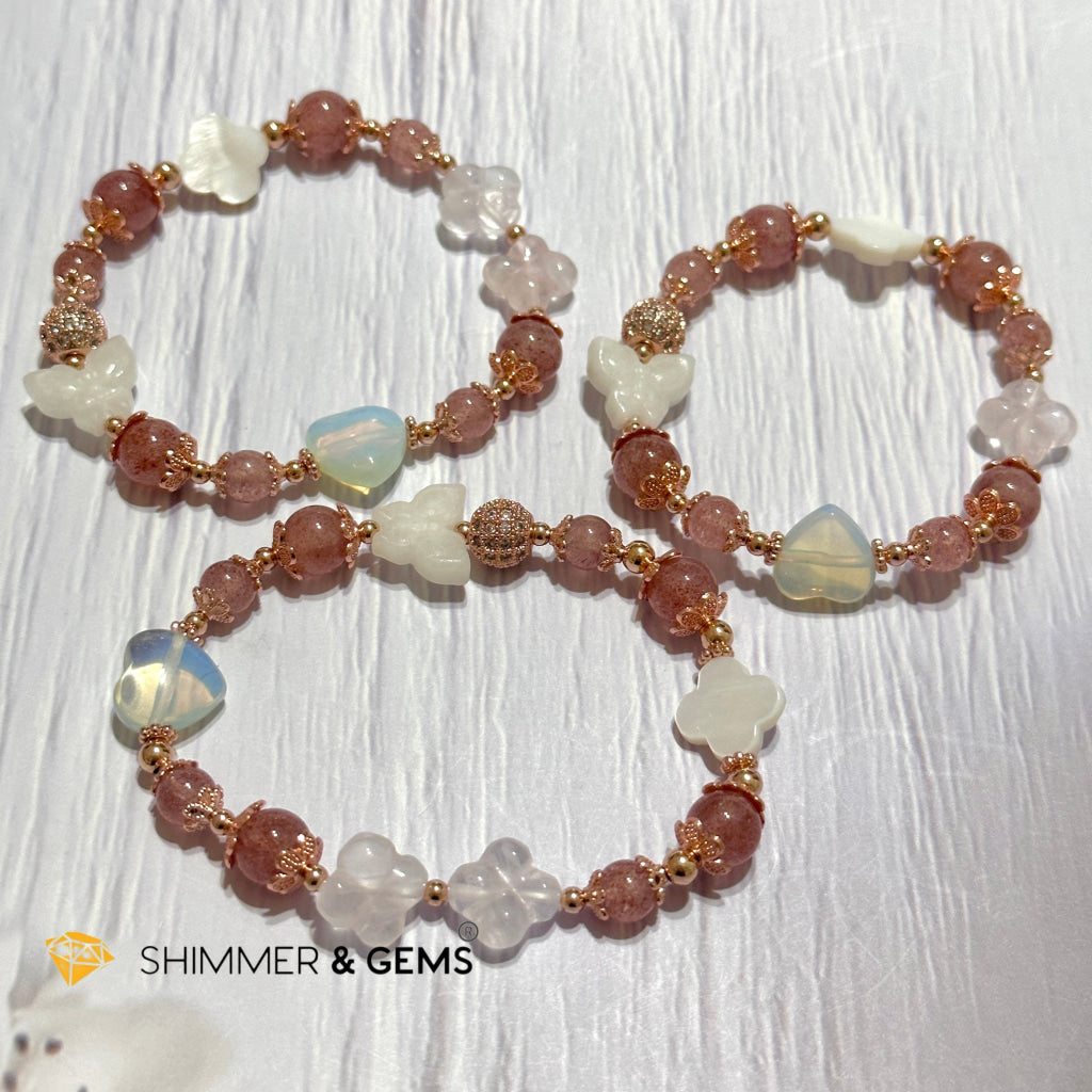Strawberry Quartz Crystal Fairy Bracelet (Make A Wish!)