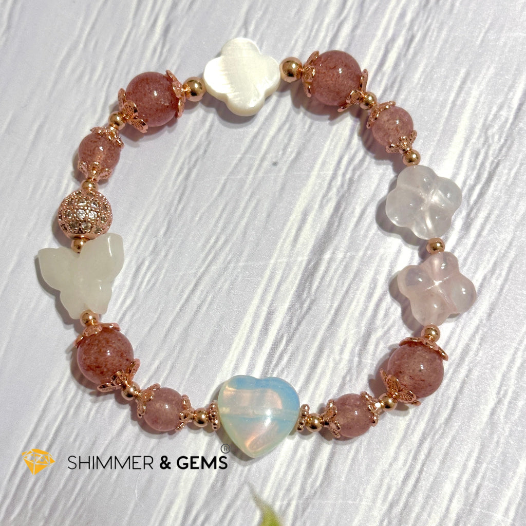 Strawberry Quartz Crystal Fairy Bracelet (Make A Wish!)