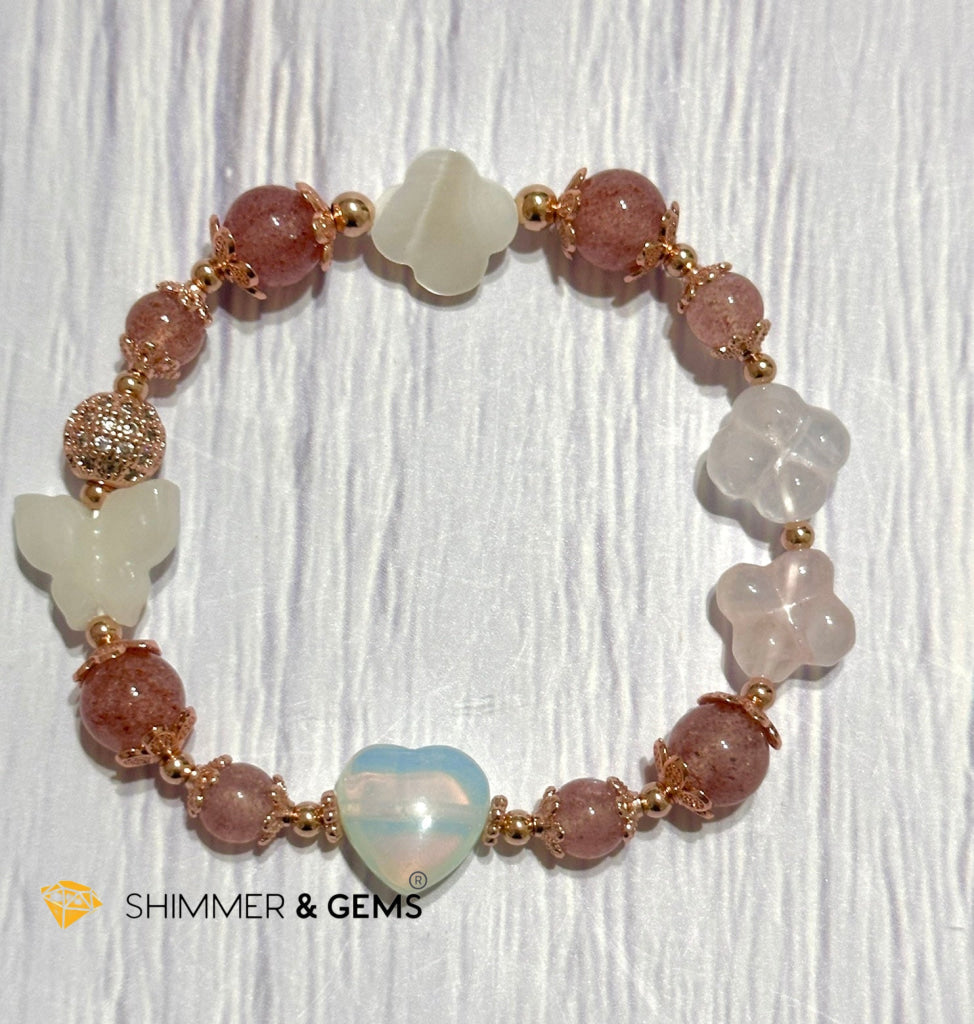 Strawberry Quartz Crystal Fairy Bracelet (Make A Wish!)
