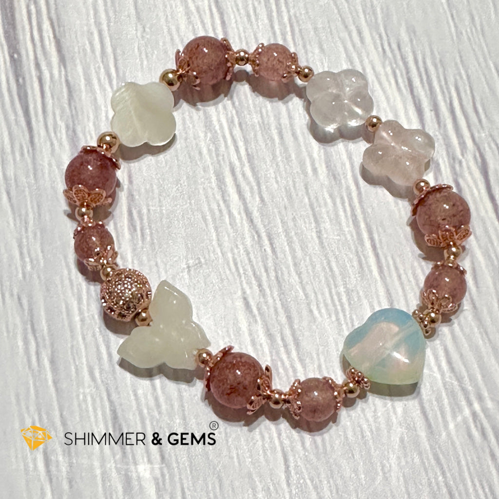 Strawberry Quartz Crystal Fairy Bracelet (Make A Wish!)