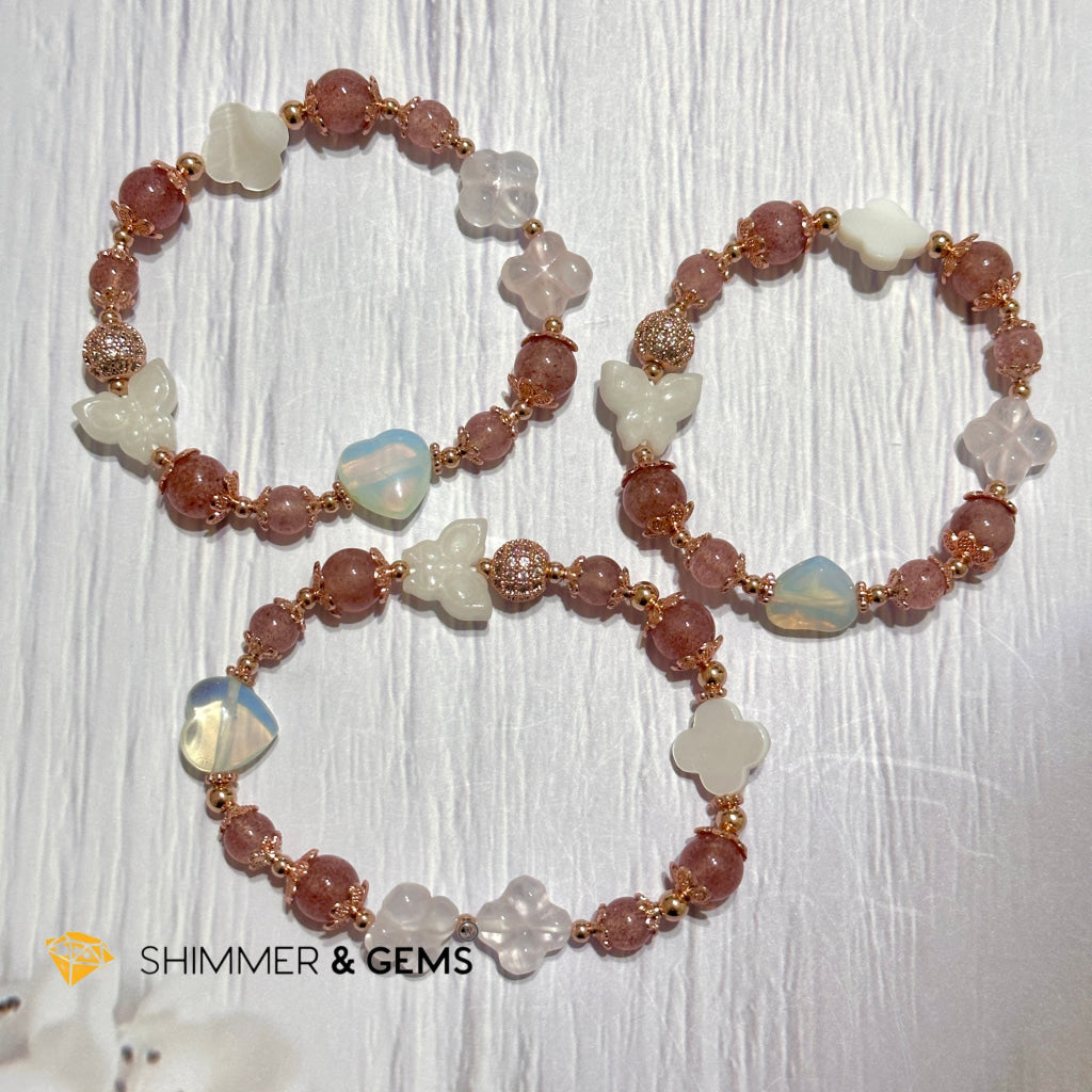 Strawberry Quartz Crystal Fairy Bracelet (Make A Wish!)
