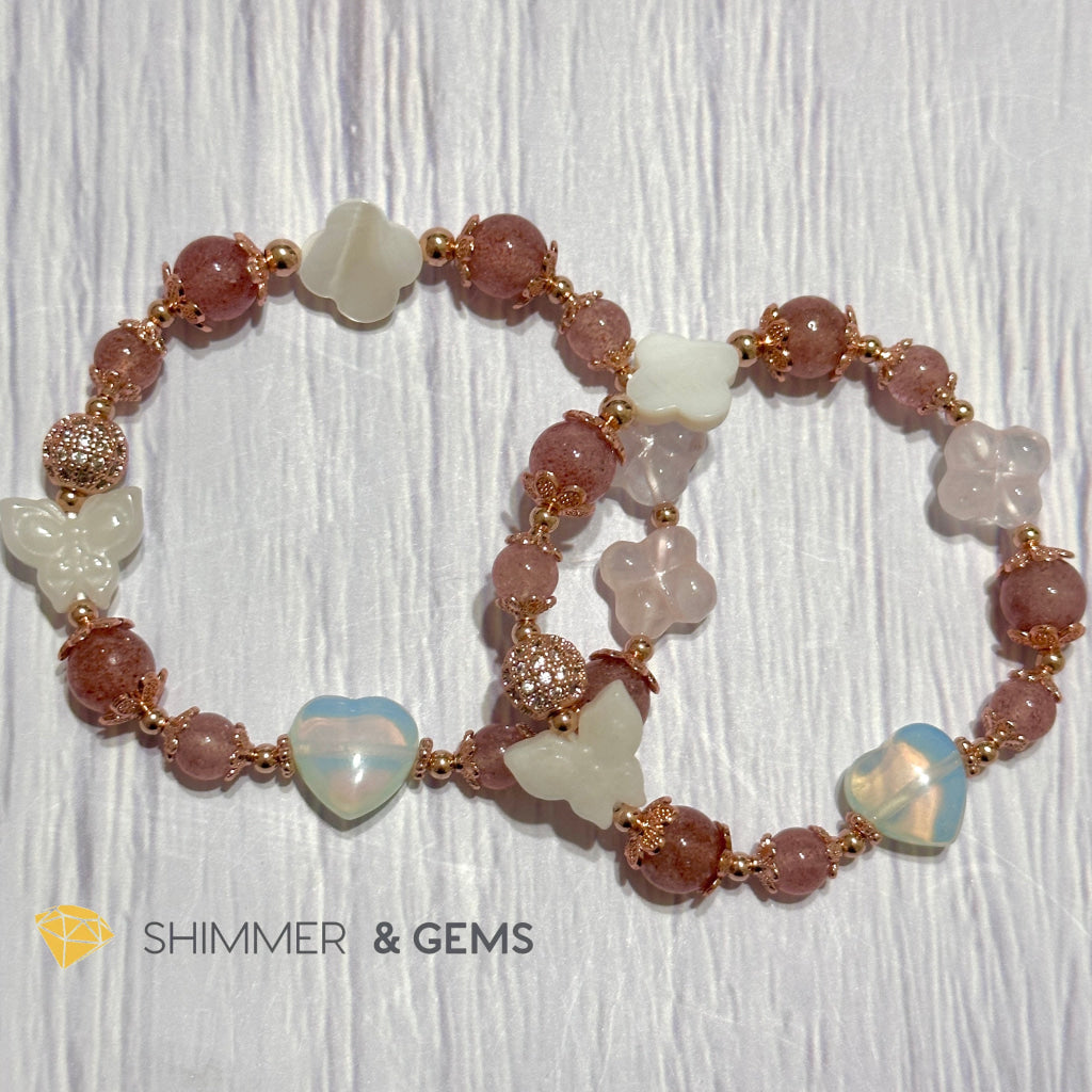 Strawberry Quartz Crystal Fairy Bracelet (Make A Wish!)