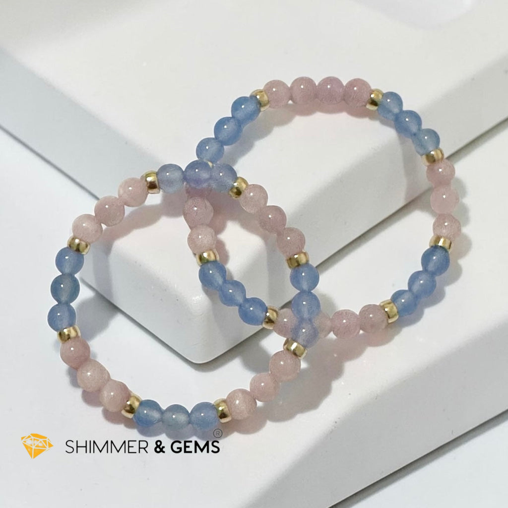 Stress Release 6mm Bracelet with 14k Gold filled beads (Kunzite & Blue Chalcedony)