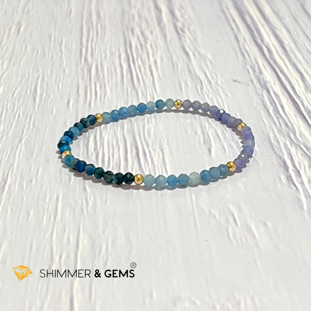 Stress Release Bracelet (Aquamarine Kyanite Tanzanite)4Mm 5.5