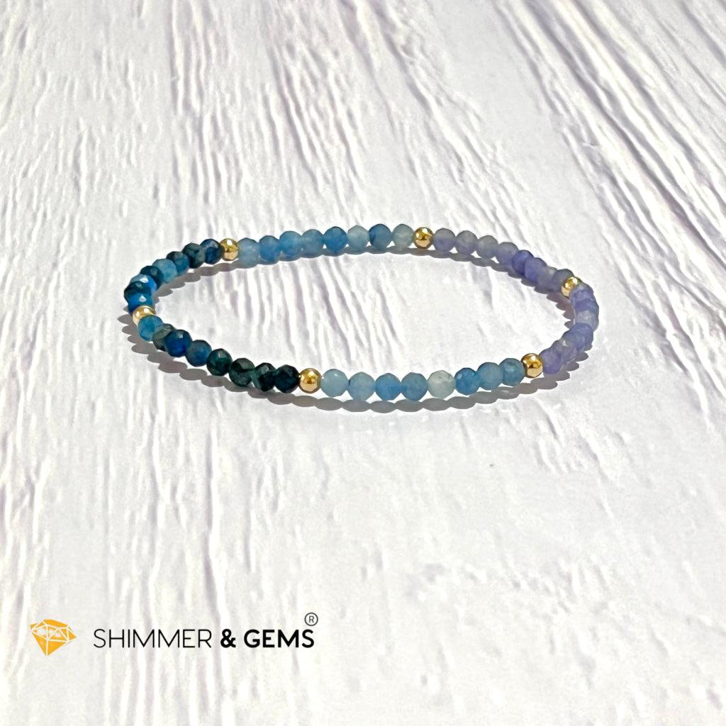 Stress Release Bracelet (Aquamarine Kyanite Tanzanite)4Mm