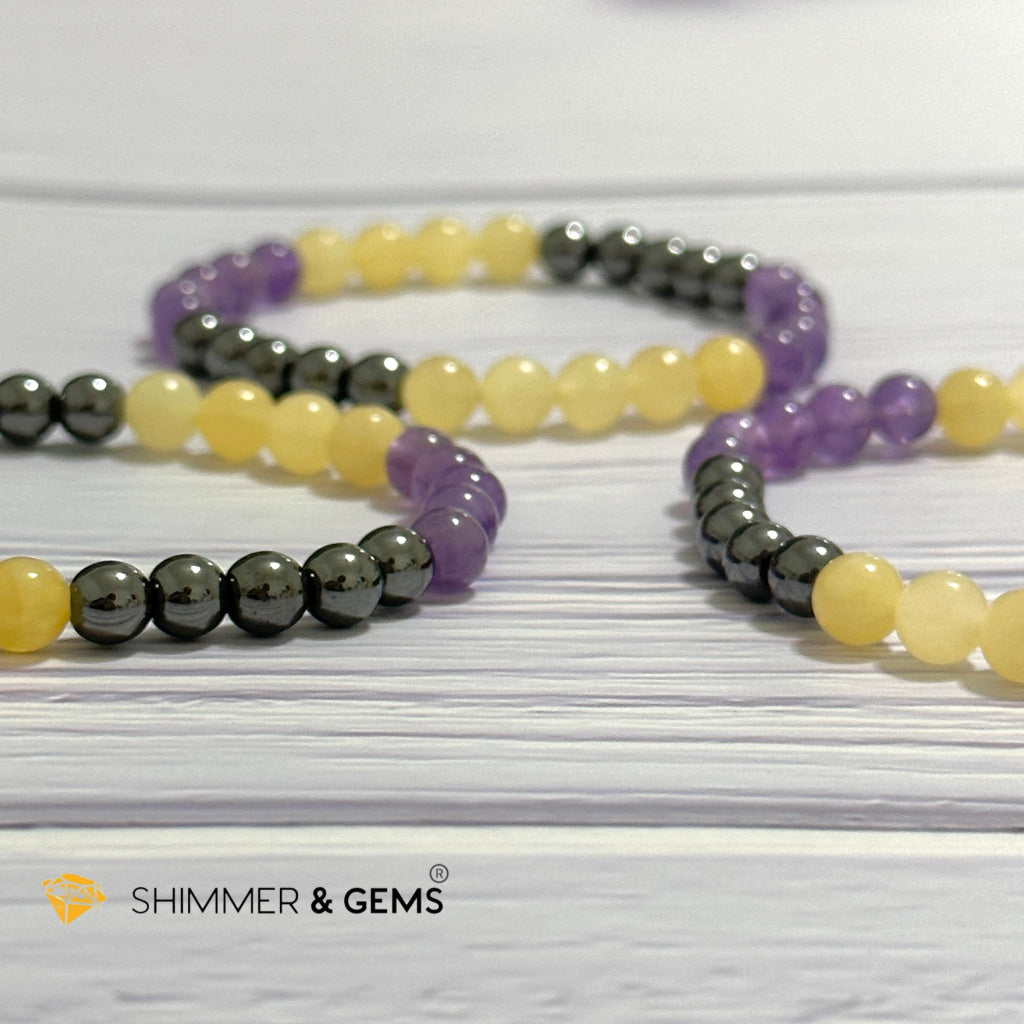 Study & Exams Remedy Bracelet (Hematite, Calcite, Amethyst 6mm)