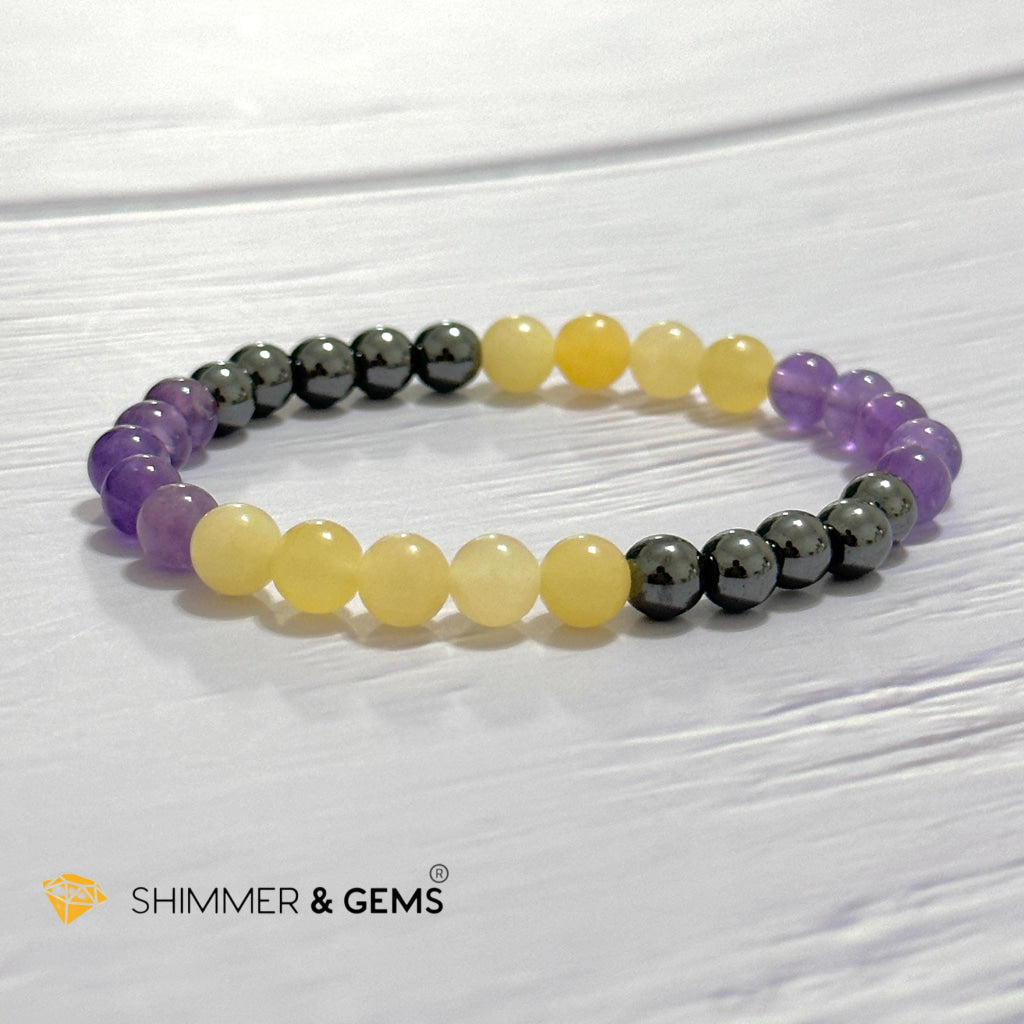 Study & Exams Remedy Bracelet (Hematite, Calcite, Amethyst 6mm)