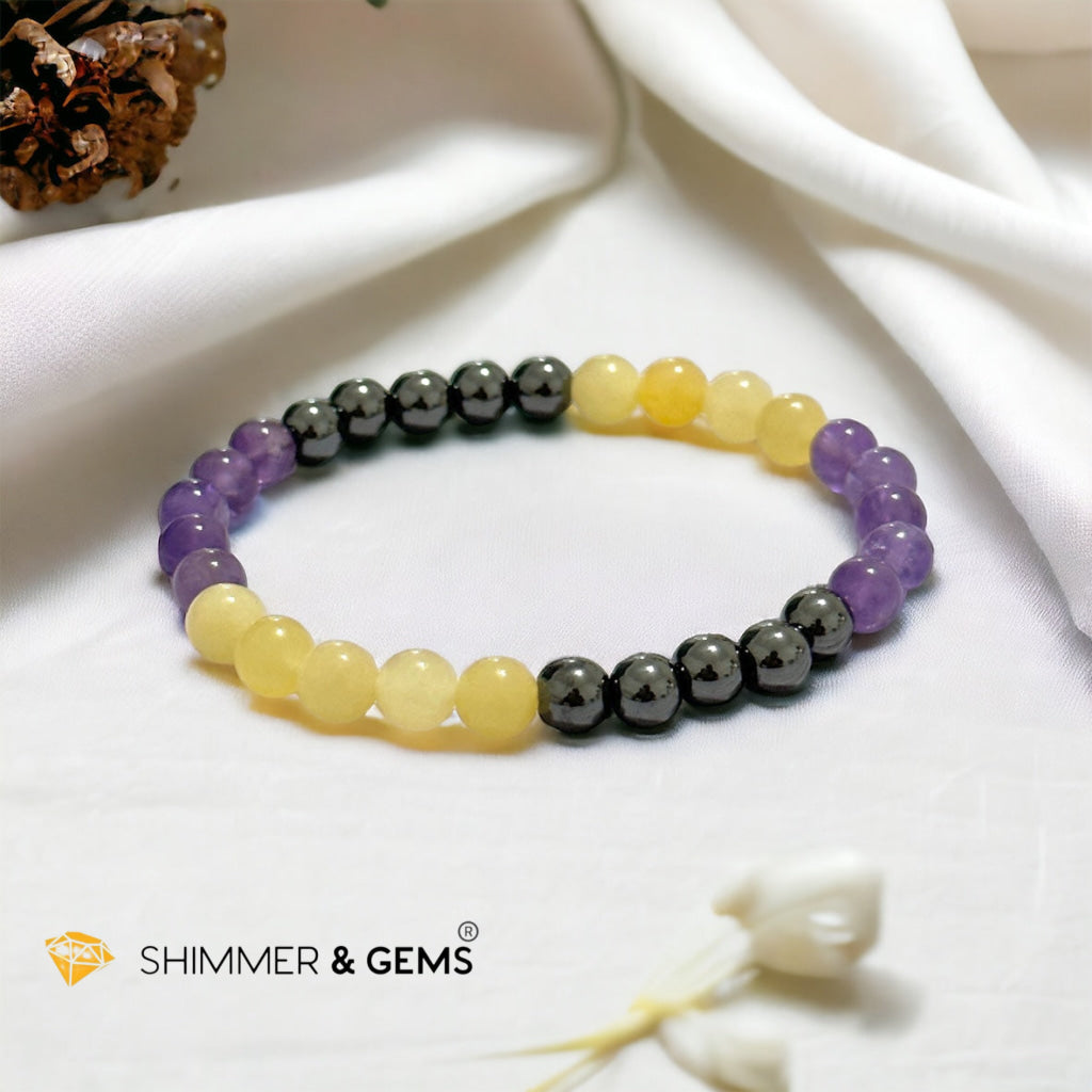 Study & Exams Remedy Bracelet (Hematite, Calcite, Amethyst 6mm)