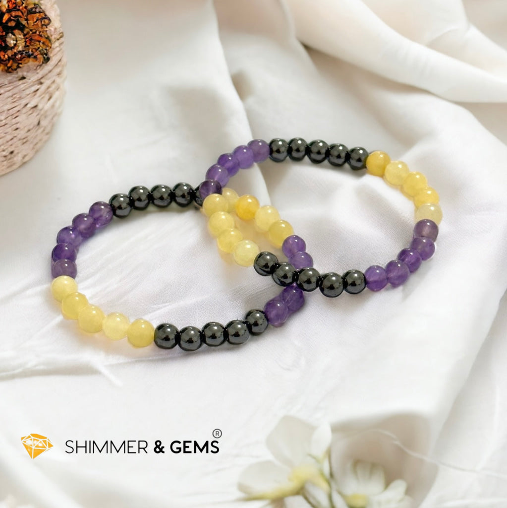 Study & Exams Remedy Bracelet (Hematite, Calcite, Amethyst 6mm)