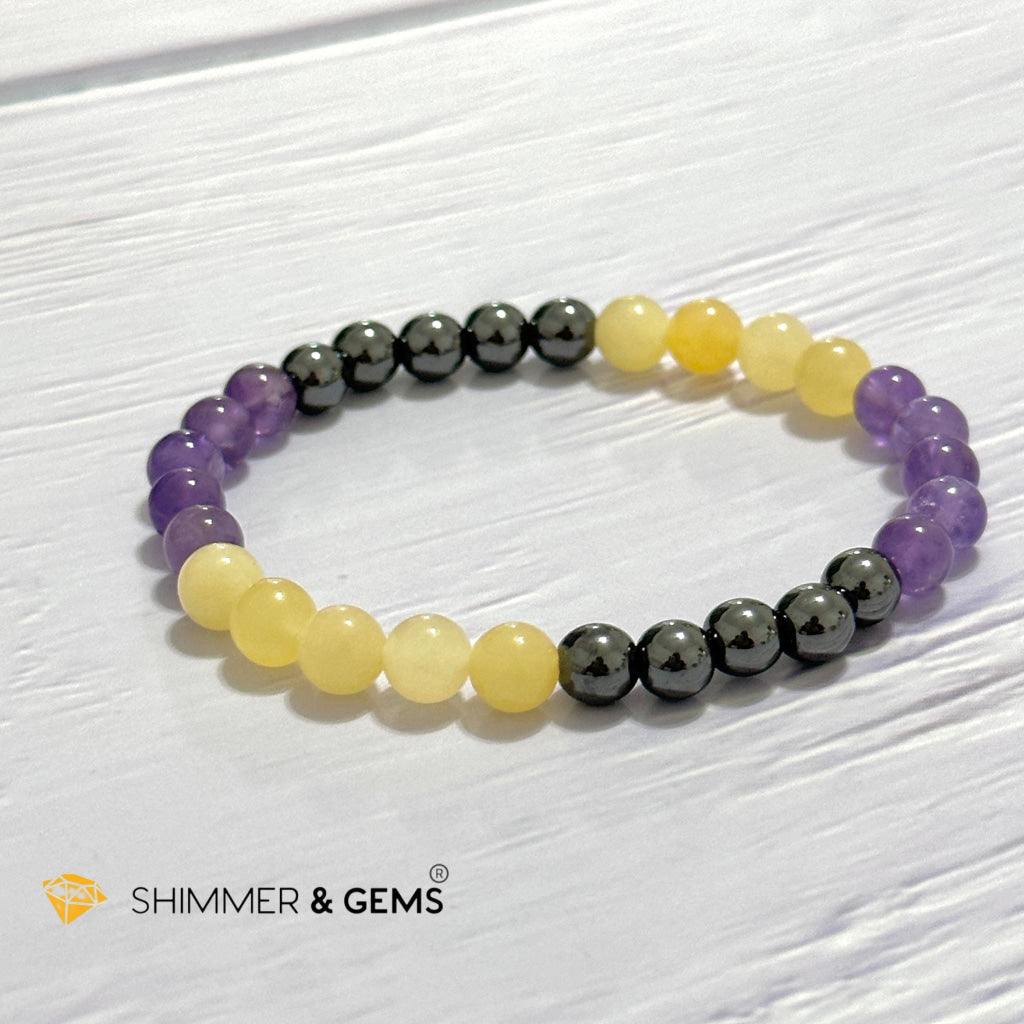 Study & Exams Remedy Bracelet (Hematite, Calcite, Amethyst 6mm)