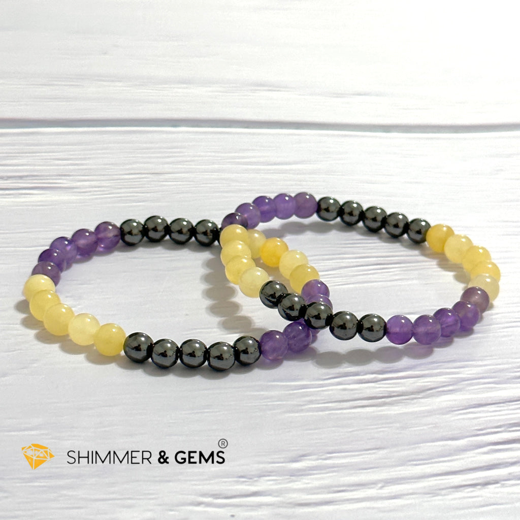 Study & Exams Remedy Bracelet (Hematite, Calcite, Amethyst 6mm)