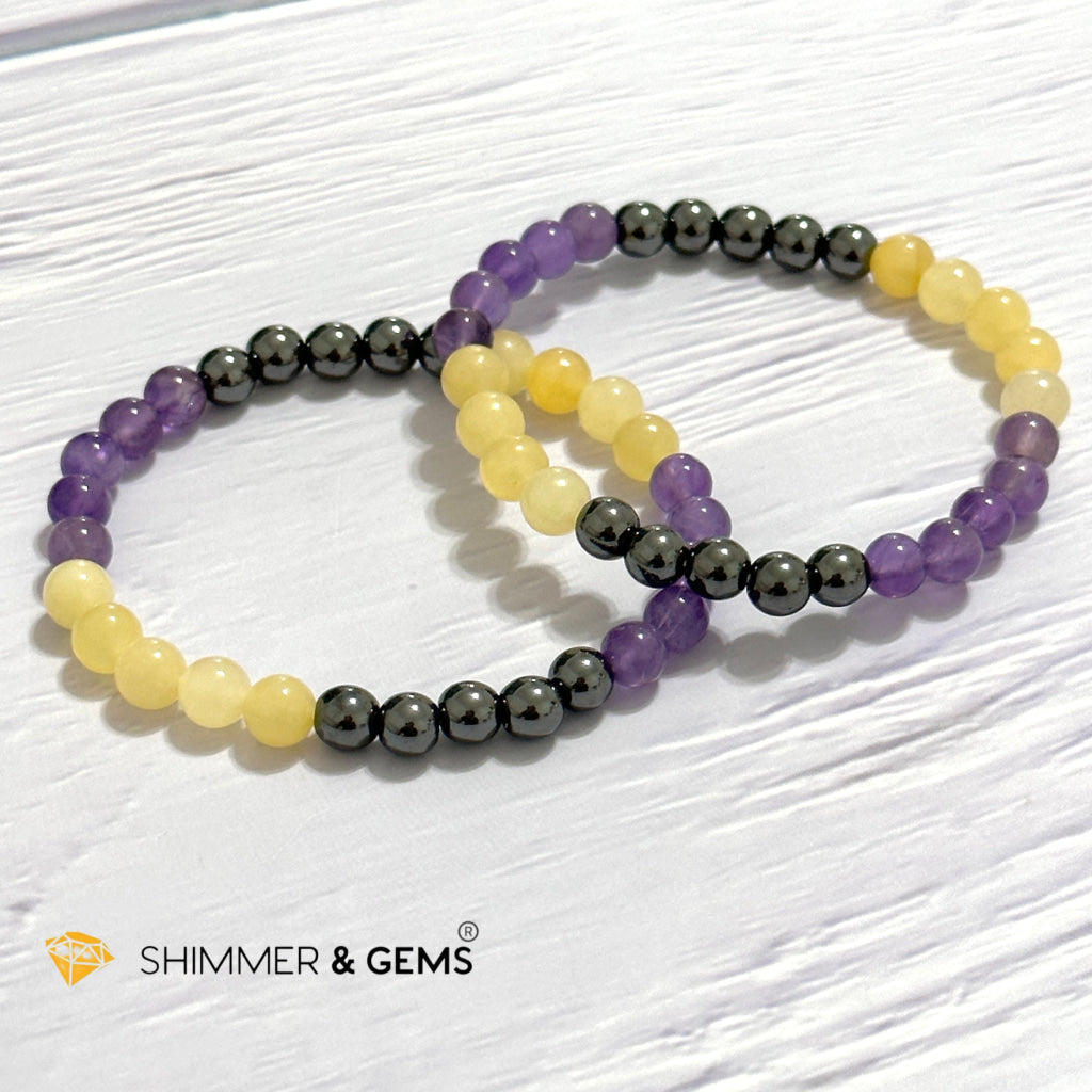 Study & Exams Remedy Bracelet (Hematite, Calcite, Amethyst 6mm)