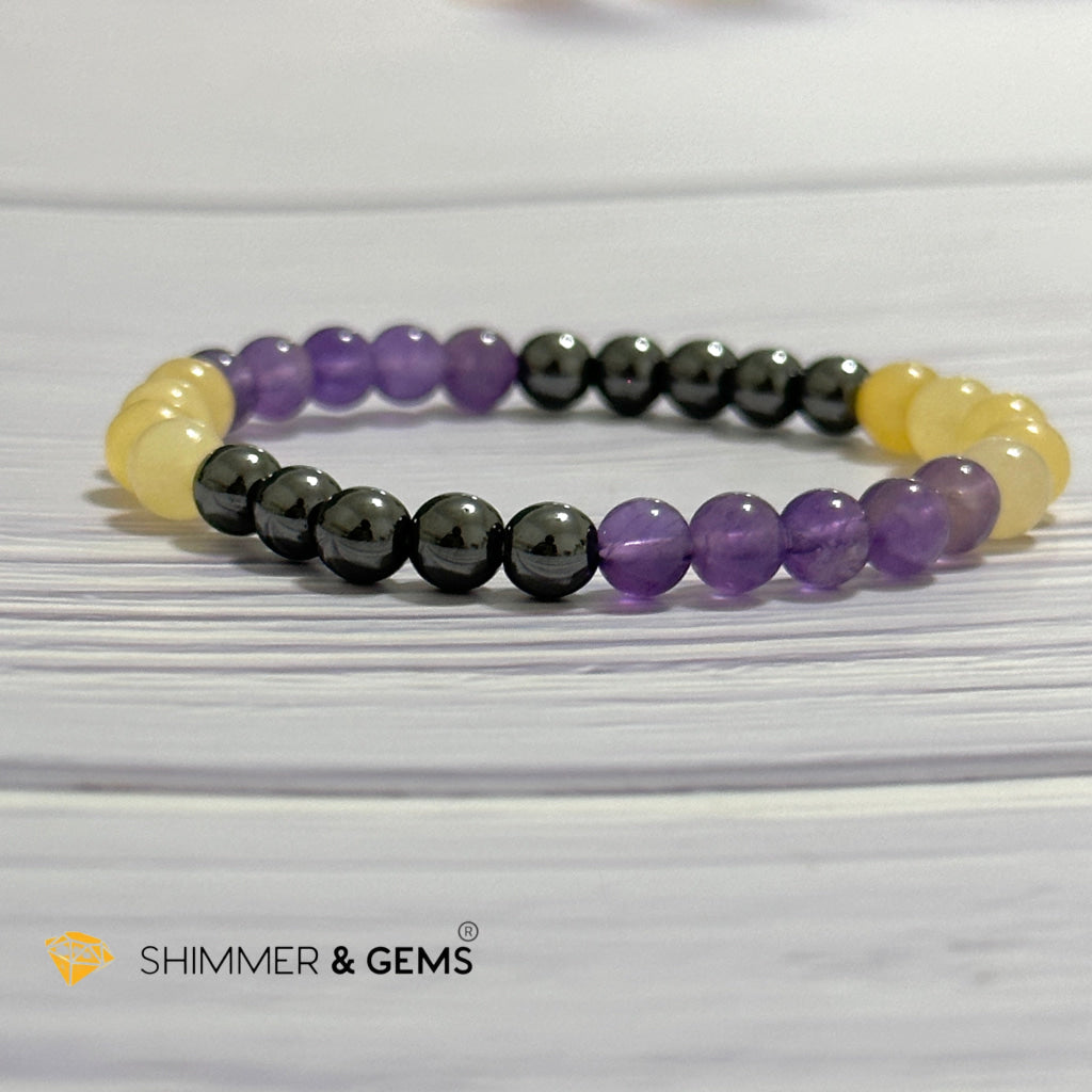 Study & Exams Remedy Bracelet (Hematite, Calcite, Amethyst 6mm)