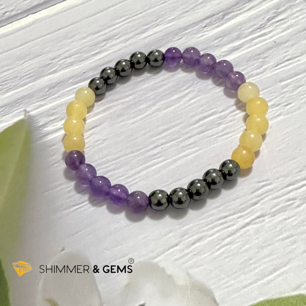 Study & Exams Remedy Bracelet (Hematite, Calcite, Amethyst 6mm)