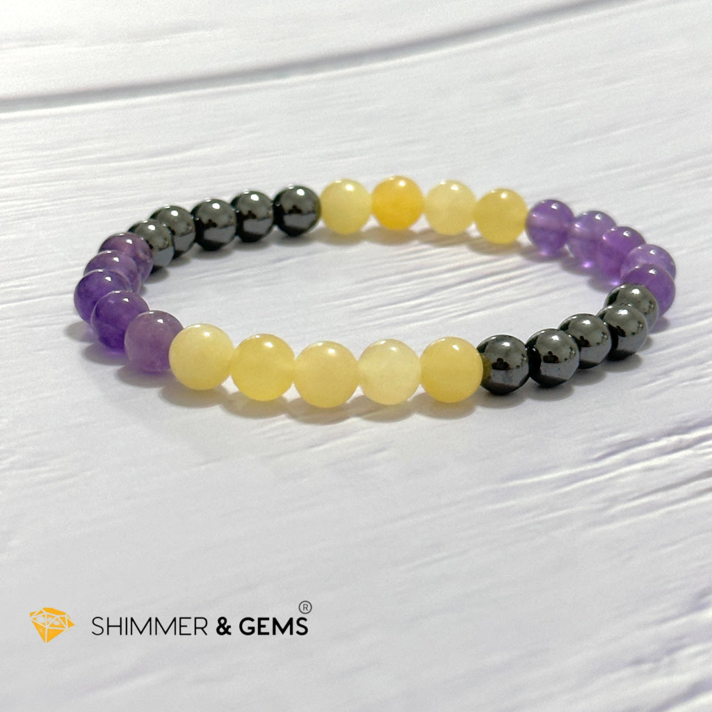 Study & Exams Remedy Bracelet (Hematite, Calcite, Amethyst 6mm)