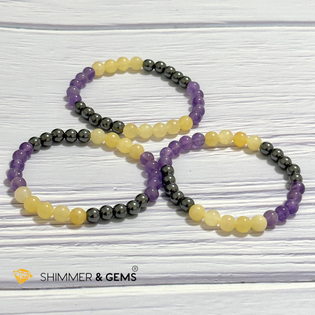 Study & Exams Remedy Bracelet (Hematite, Calcite, Amethyst 6mm)