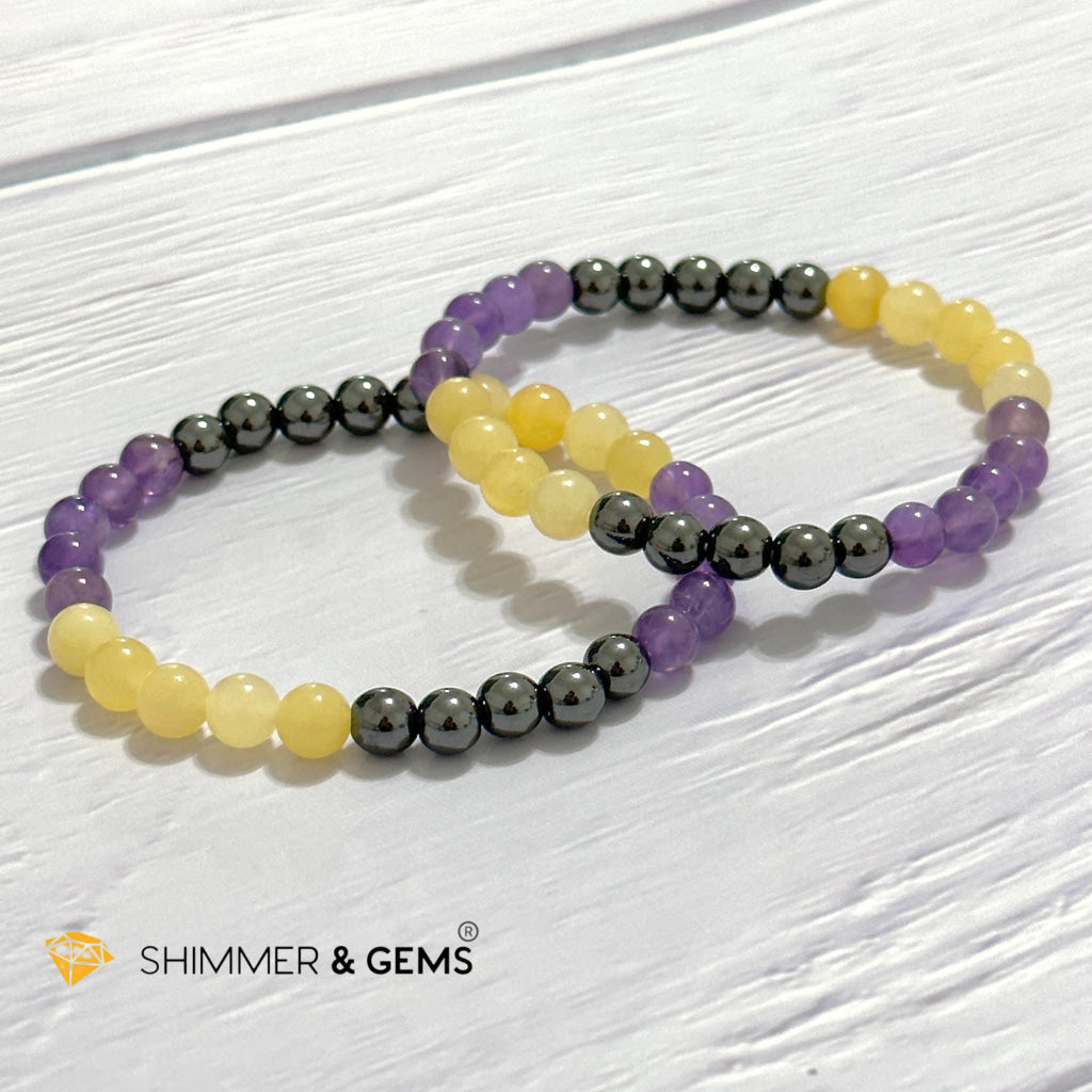 Study & Exams Remedy Bracelet (Hematite, Calcite, Amethyst 6mm)