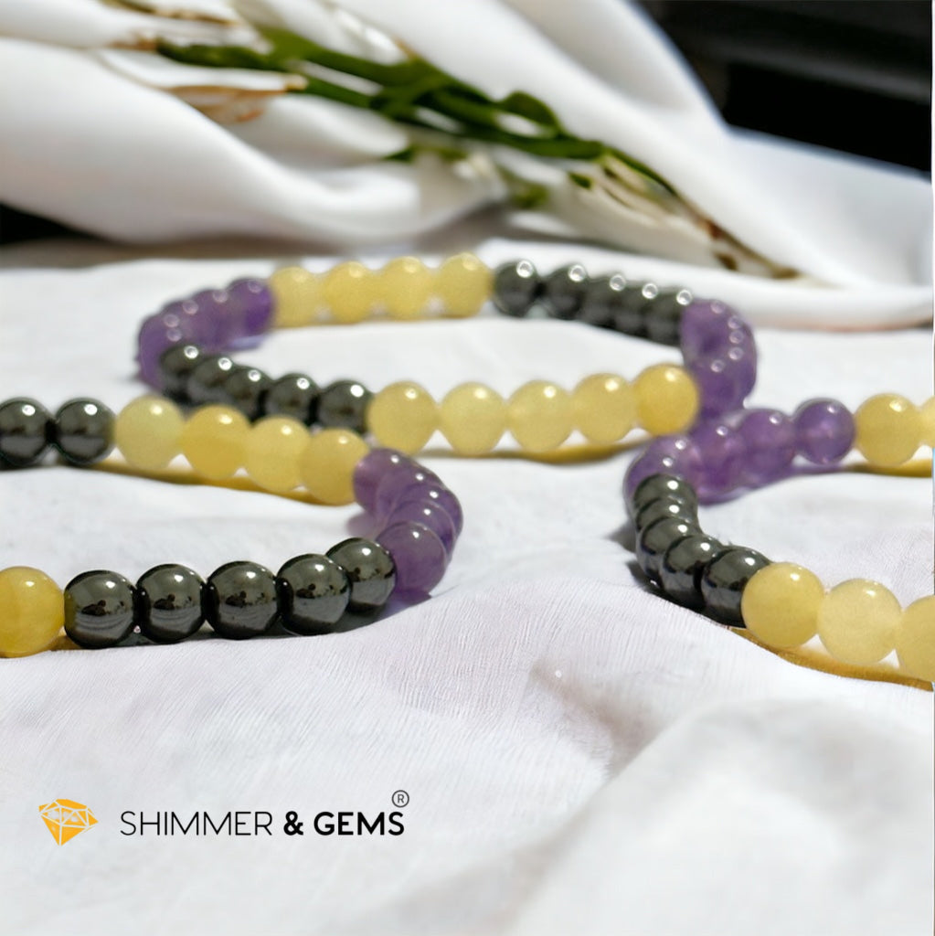 Study & Exams Remedy Bracelet (Hematite, Calcite, Amethyst 6mm)