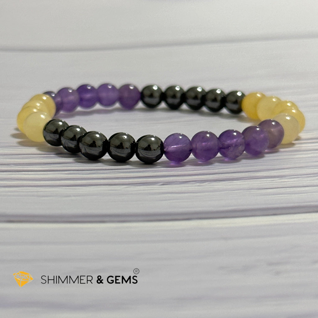 Study & Exams Remedy Bracelet (Hematite, Calcite, Amethyst 6mm)