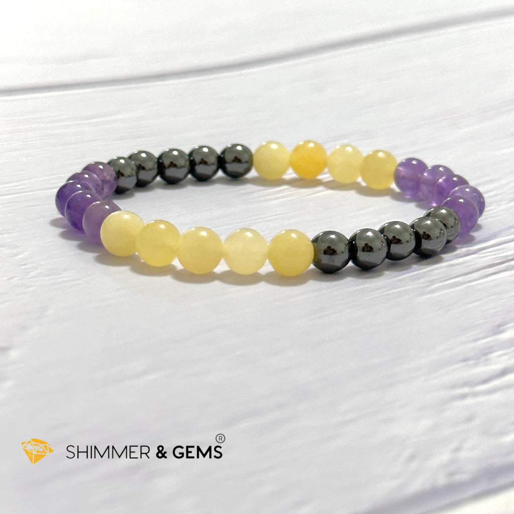 Study & Exams Remedy Bracelet (Hematite, Calcite, Amethyst 6mm)