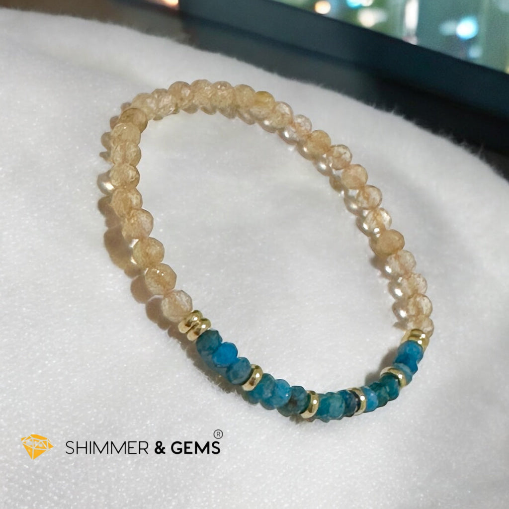 Success Path Bracelet: (Blue Apatite Rondelle, Citrine 4mm with Stainless Steel Beads)