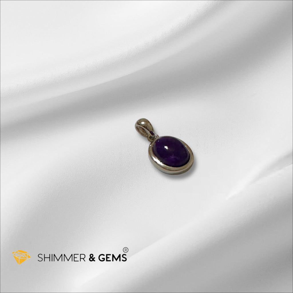 Sugilite Oval Pendant 9mm 925 Silver (South Africa) Premium
