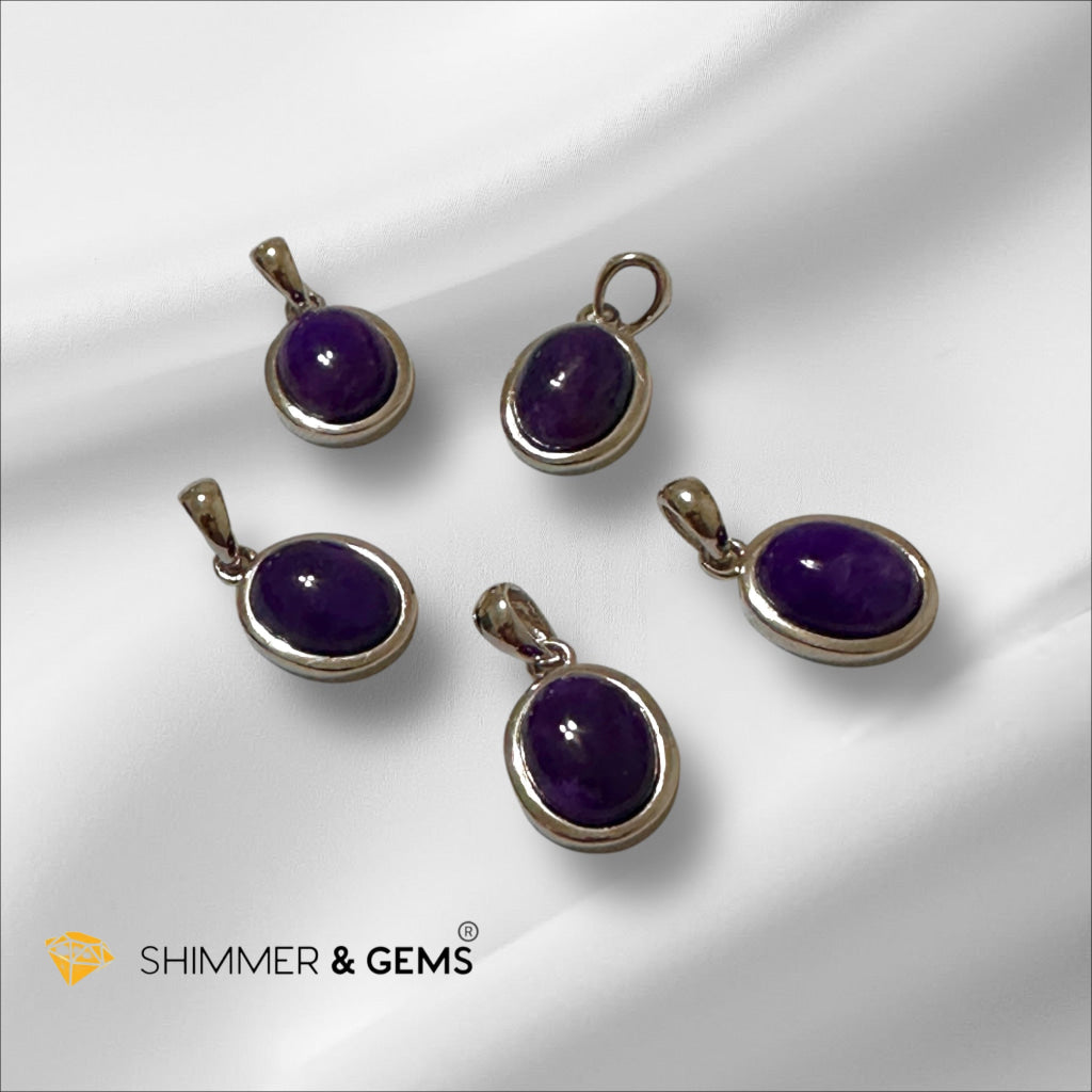 Sugilite Oval Pendant 9mm 925 Silver (South Africa) Premium