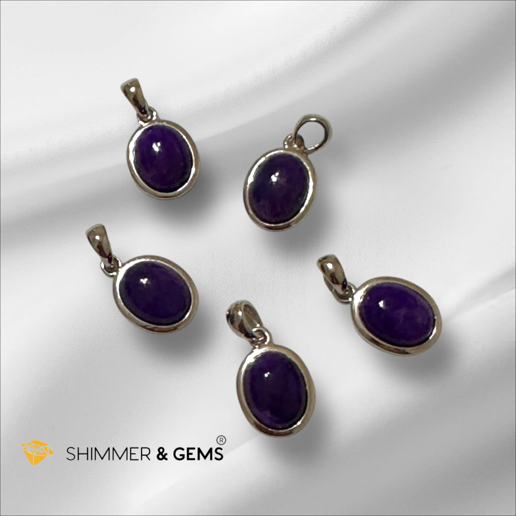 Sugilite Oval Pendant 9mm 925 Silver (South Africa) Premium