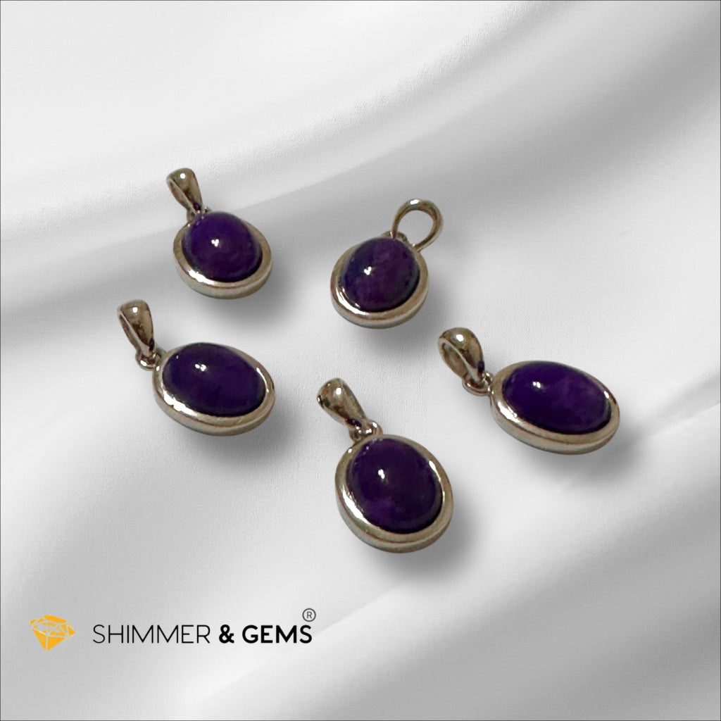 Sugilite Oval Pendant 9mm 925 Silver (South Africa) Premium