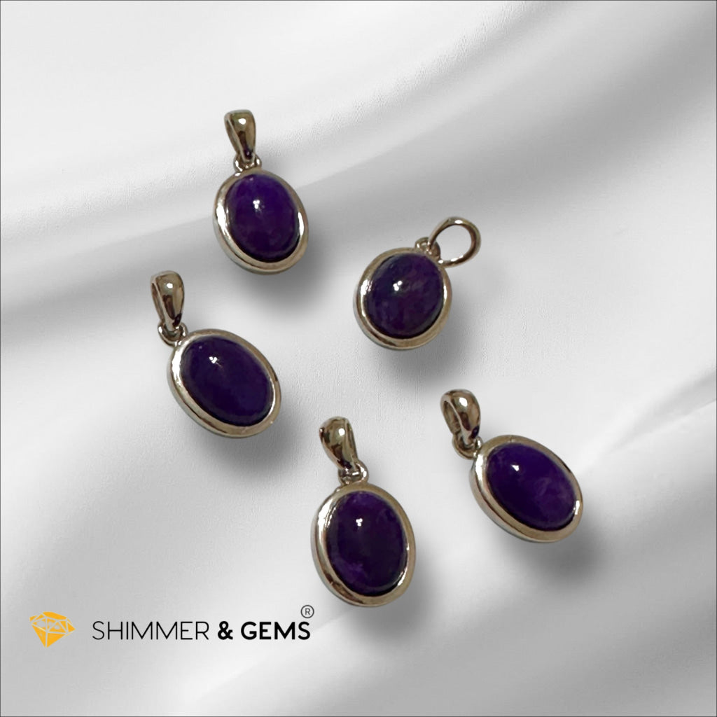 Sugilite Oval Pendant 9mm 925 Silver (South Africa) Premium