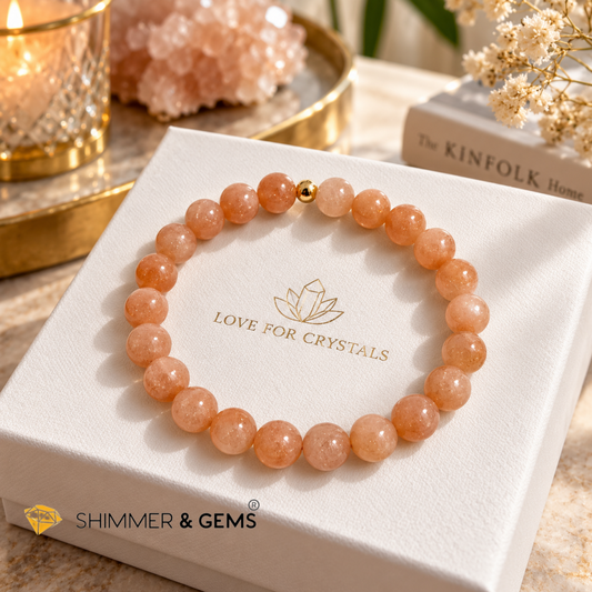 Sunstone 6mm Bracelet with 14k gold filled (Premium)
