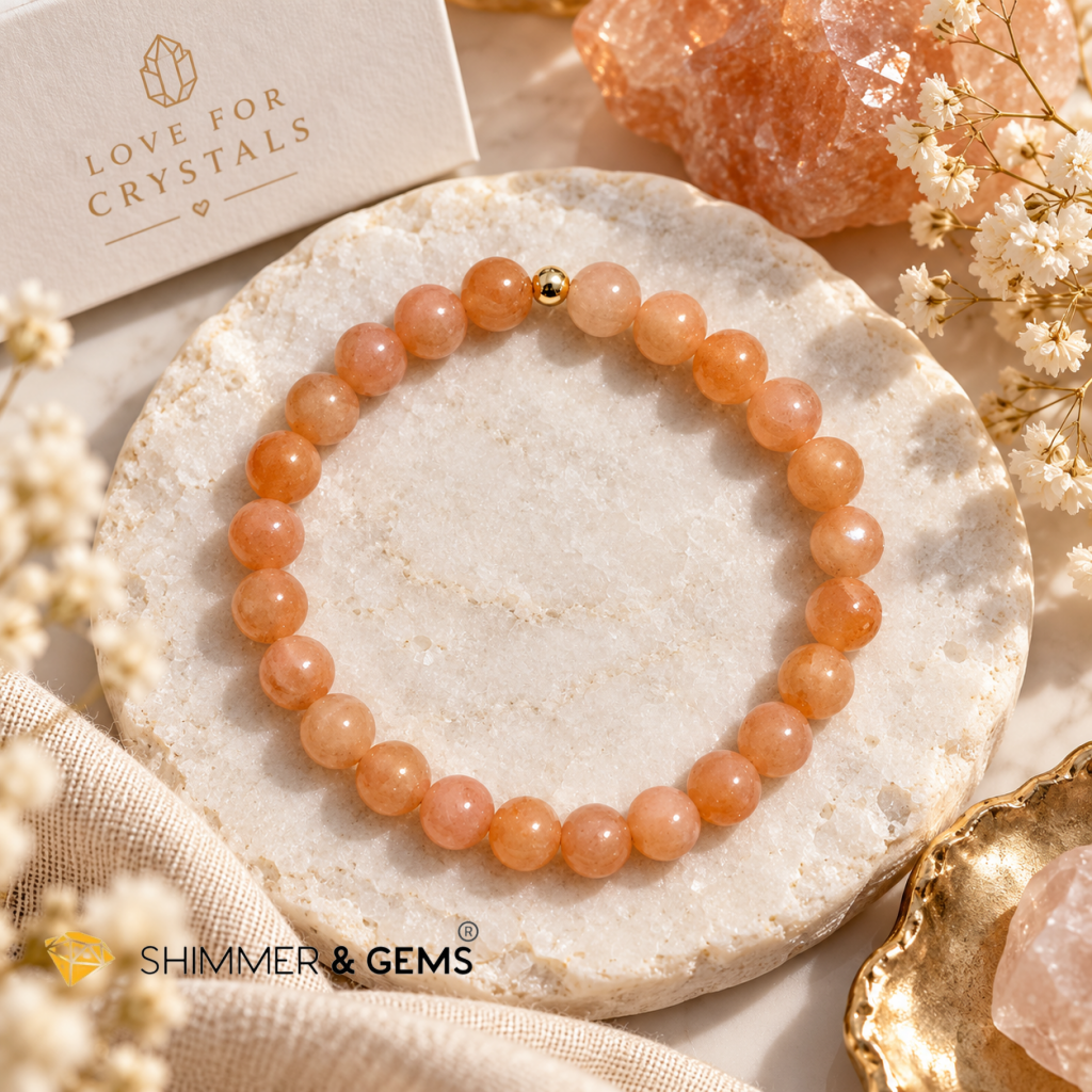 Sunstone 6mm Bracelet with 14k gold filled (Premium)