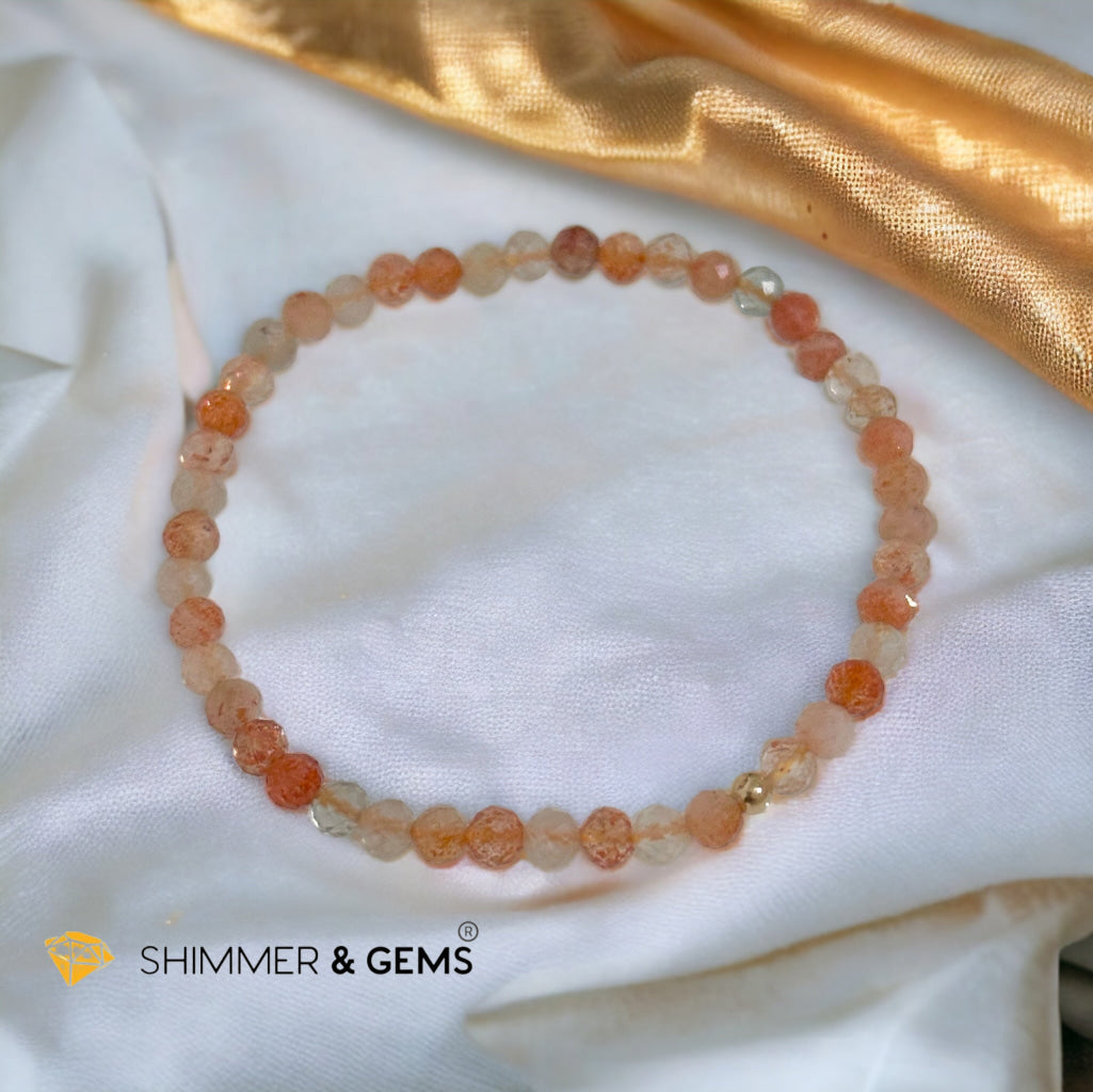Sunstone Arusha 4mm Faceted Bracelet with 14k gold filled bead (AAA grade)