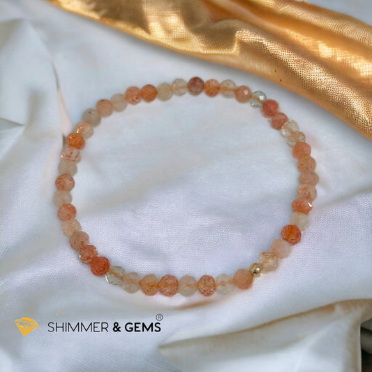 Sunstone Arusha 4mm Faceted Bracelet with 14k gold filled bead (AAA grade)