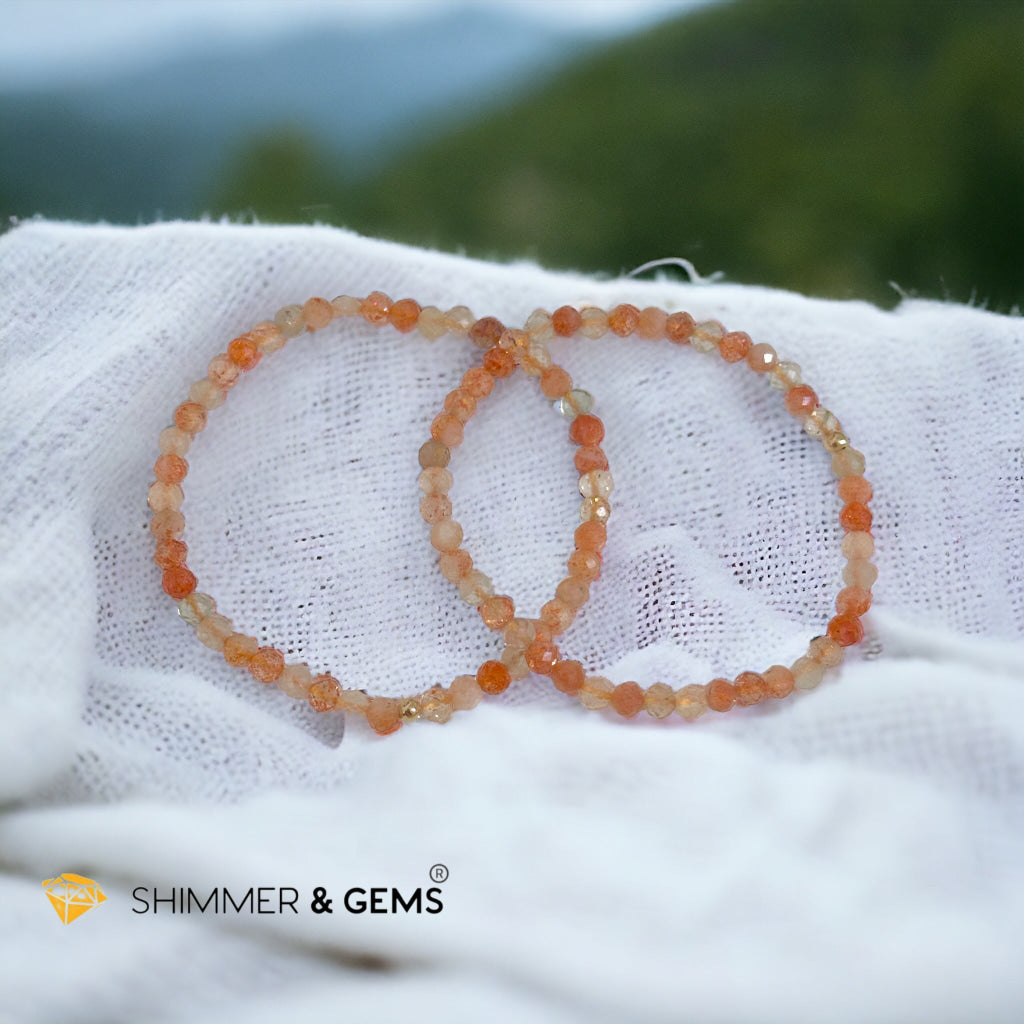 Sunstone Arusha 4mm Faceted Bracelet with 14k gold filled bead (AAA grade)