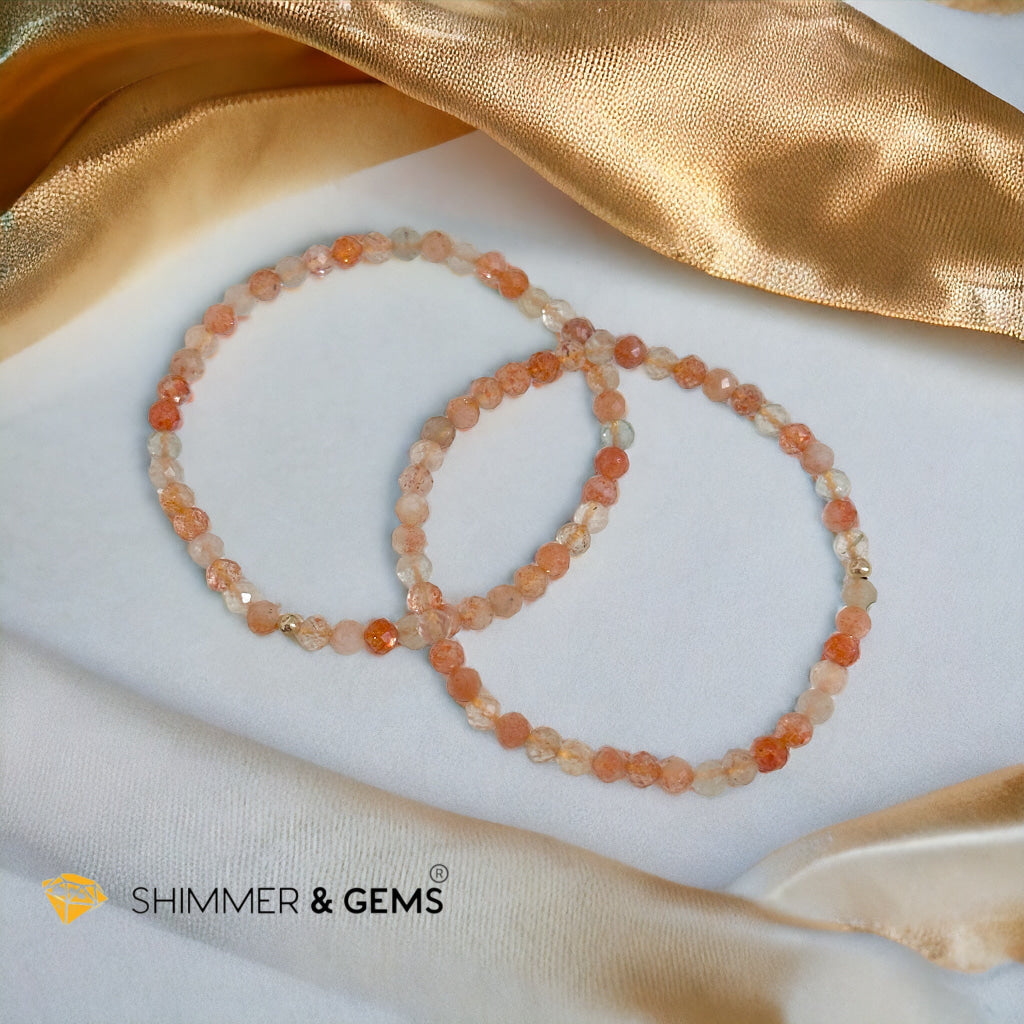 Sunstone Arusha 4mm Faceted Bracelet with 14k gold filled bead (AAA grade)