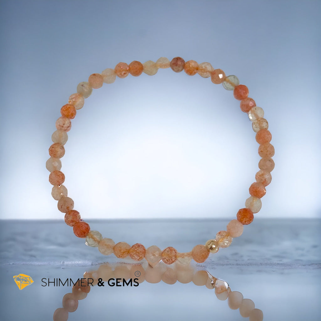 Sunstone Arusha 4mm Faceted Bracelet with 14k gold filled bead (AAA grade)