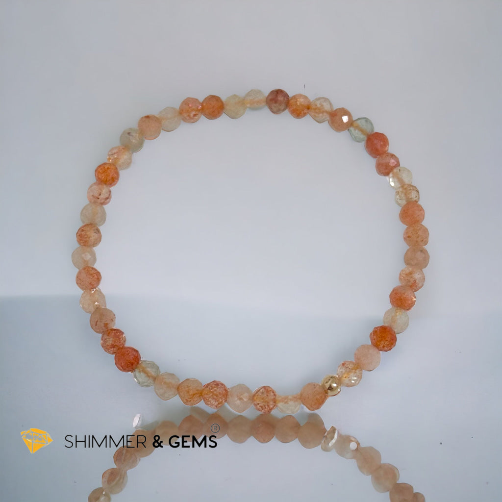 Sunstone Arusha 4mm Faceted Bracelet with 14k gold filled bead (AAA grade)