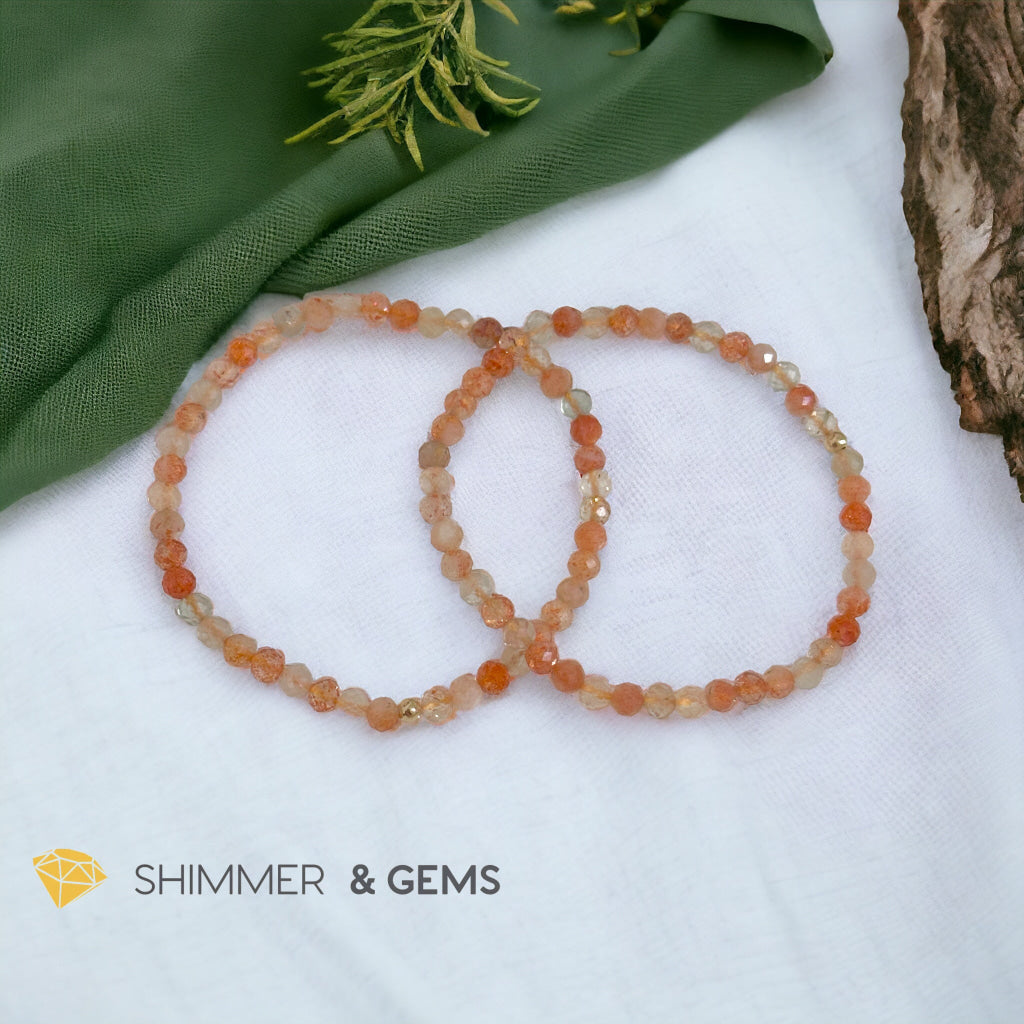 Sunstone Arusha 4mm Faceted Bracelet with 14k gold filled bead (AAA grade)